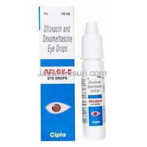 デキサメタゾン / オフロキサシン点眼薬,Oflox-D,　製造元：Cipla,箱,ボトル表面